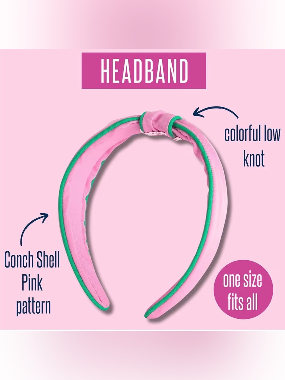 Lilly Pulitzer Pink and Green Low Knot Headband for Women